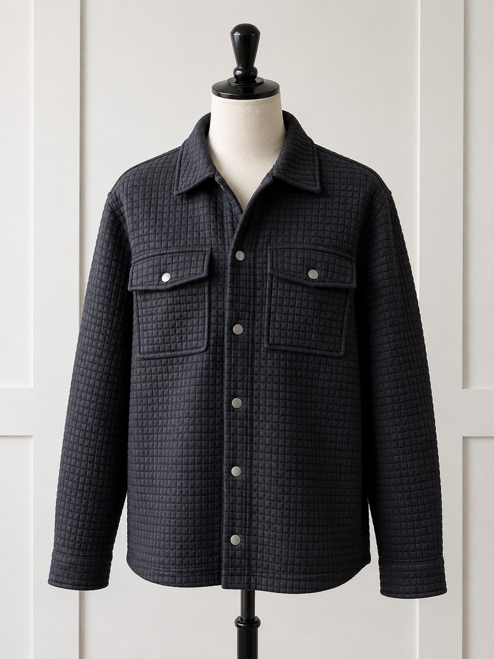 Coofandy Men's Quilted Black Shirt Jacket